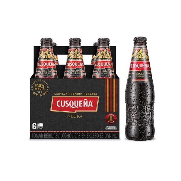 Cerveza Cusqueña, Lager Oscura Peruana 330ml. 5.6% ABV paquete de seis