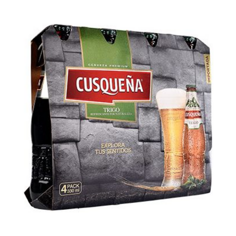 Cusqueña Trigo, cerveja peruana de trigo não filtrada 330ml embalagem com quatro